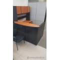 Autumn Maple and Black L Reception Desk w Transaction Counter